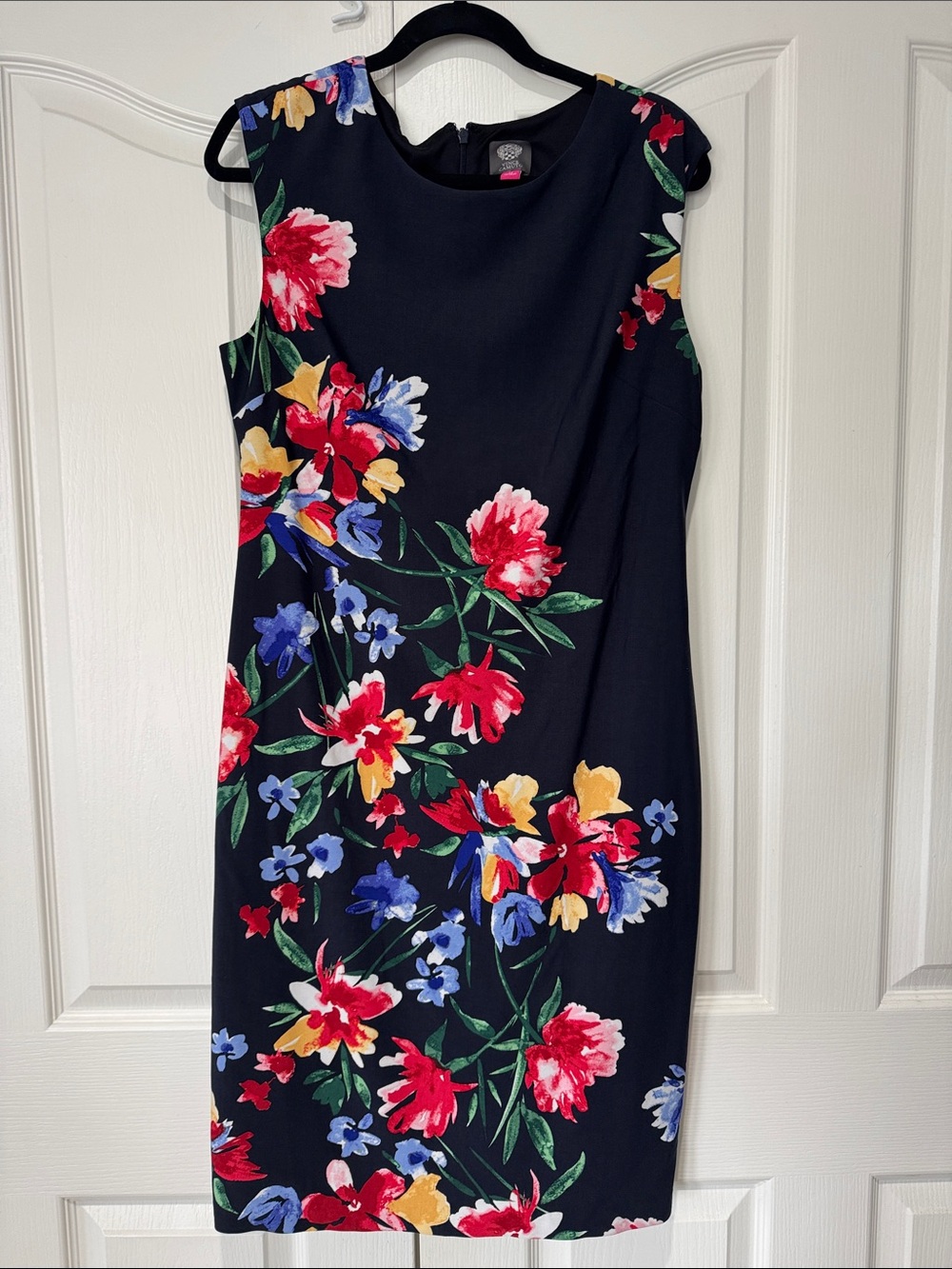 Vince Camuto Navy Sleeveless Floral Midi Dress
